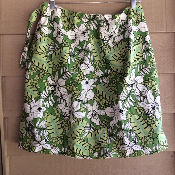 State ments wrap skirt Hawaiian theme green cotton - Picture 5 of 5